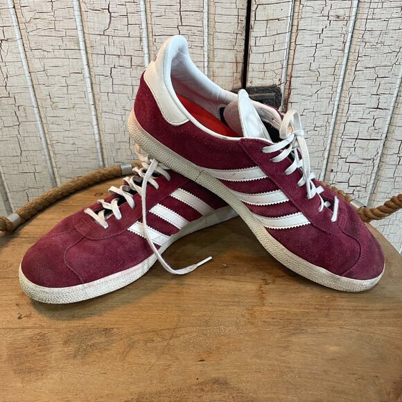 Adidas Men's Shoes Gazelle Suede Burgundy White Size 13 - Picture 1 of 6